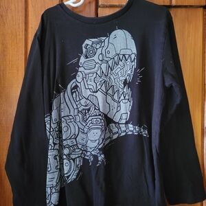 Children's Place Black Crew Neck Long Sleeve Shirt With Robot Dino Graphic